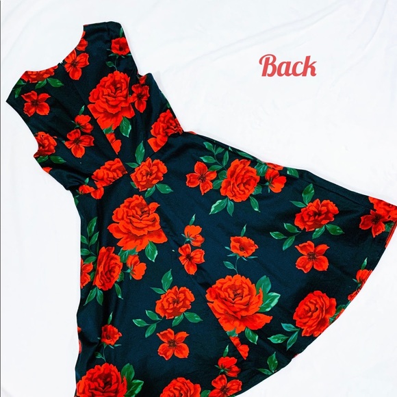 Review Floral Dress (Red Roses) Size 10 - Picture 3 of 8